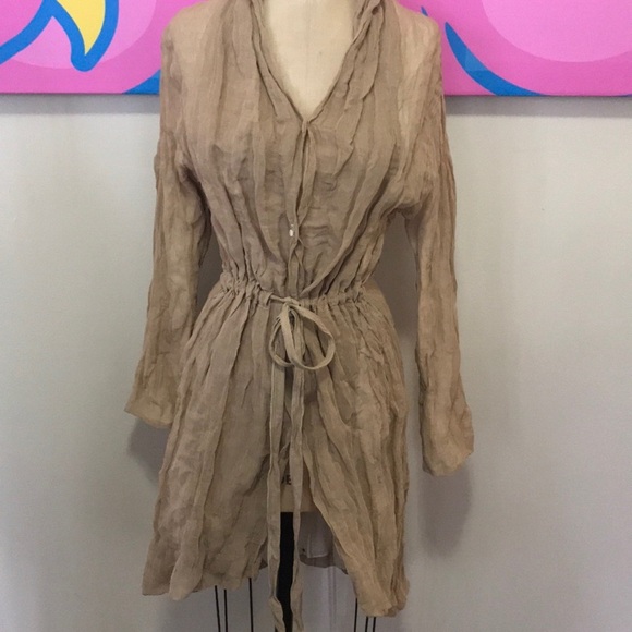 Annette Gortz Tan Cotton Silk Jacket Coat - Picture 2 of 8